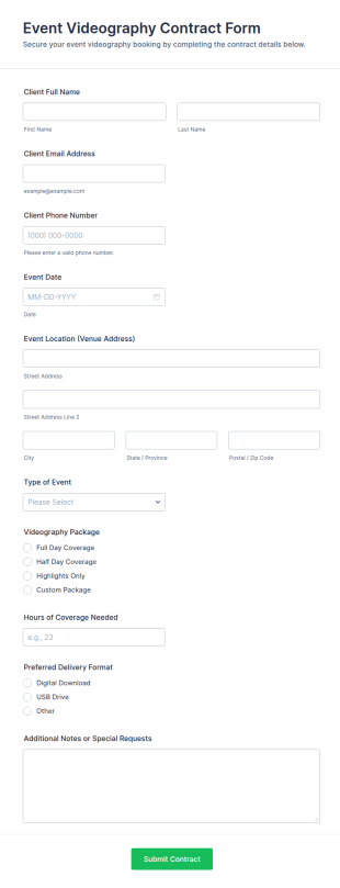 Event Videography Contract Form Template