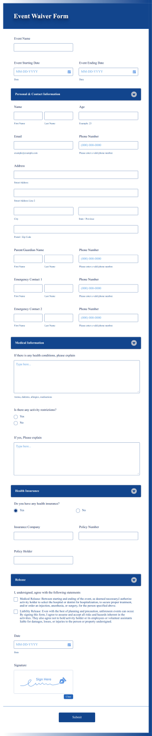 Event Waiver Form Template