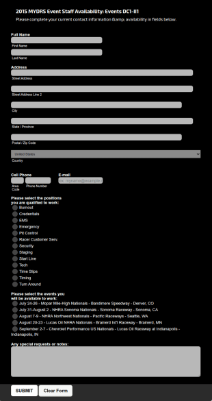 Event Worker Availability Form Template