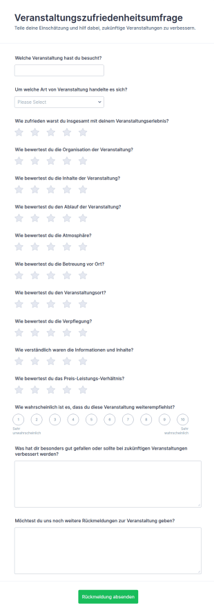 Event Zufriedenheitsumfrage