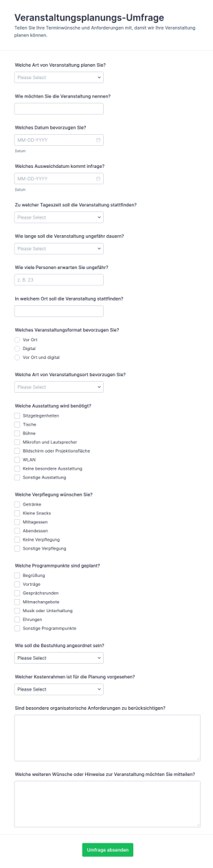 Eventplanung Umfrage