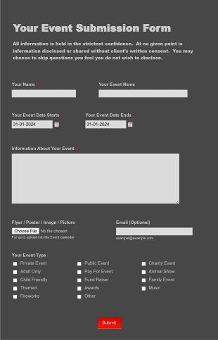 Events Listing Linked With Google Calendar Form Template