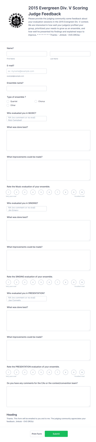 Judge Evaluation Form Template