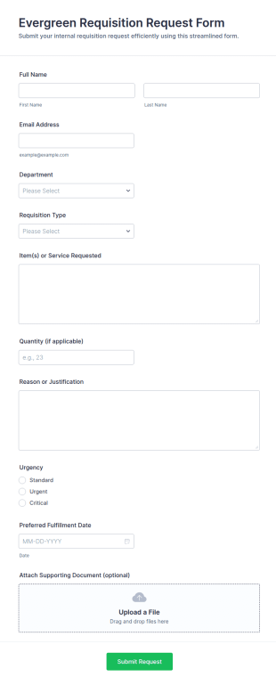 Evergreen Requisition Request Form Template
