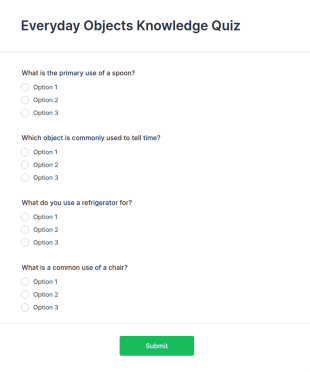 Everyday Objects Knowledge Quiz Form Template