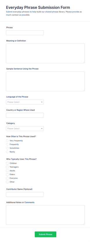 Everyday Phrase Submission Form Template