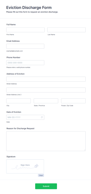 Eviction Discharge Form Template