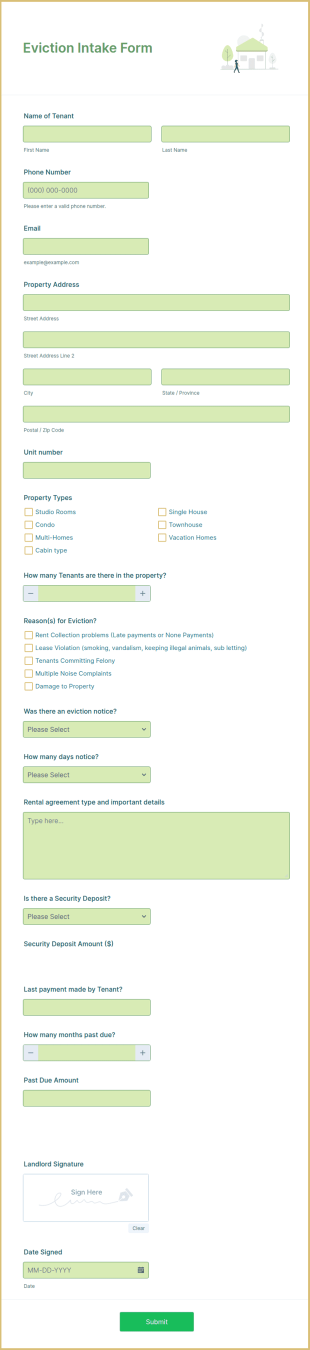 Eviction Intake Form Template