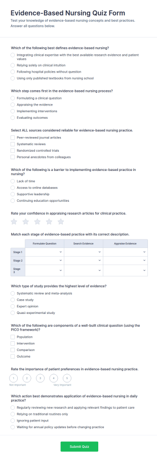 Evidence Based Nursing Quiz Form Template