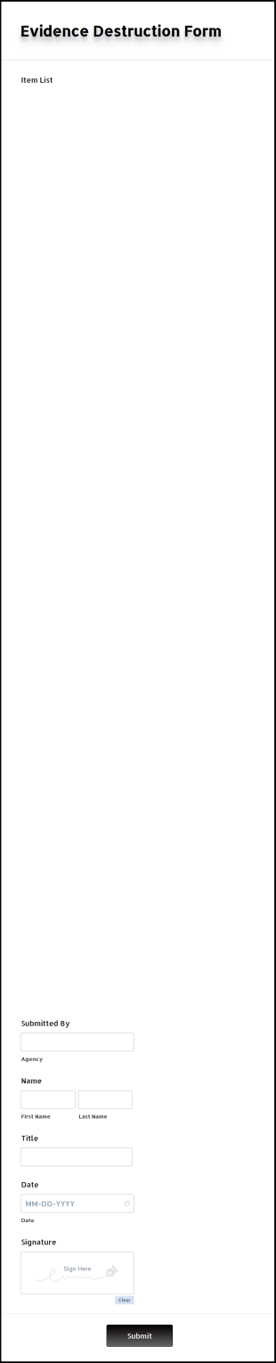 Evidence Destruction Form Template