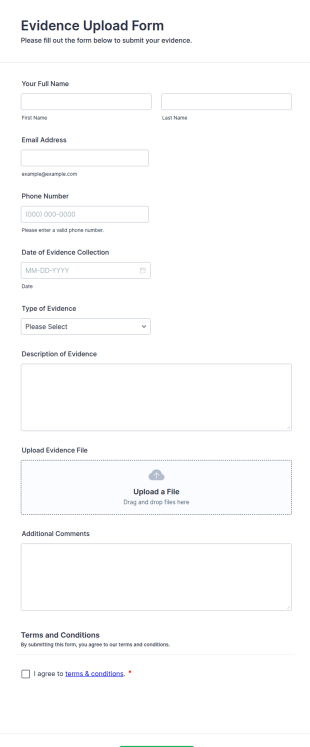 Evidence Upload Form Template
