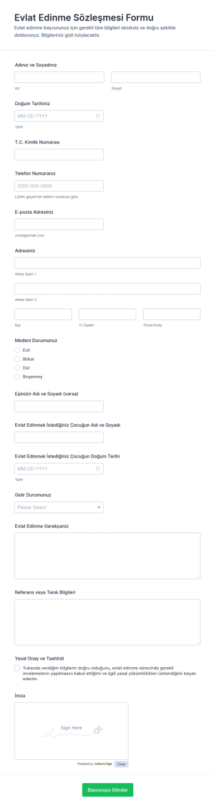Evlat Edinme Sözleşmesi Form Şablonu