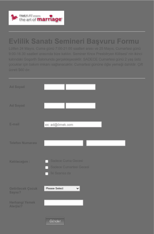 Evlenme Sanatı Danışmanlık Ve Kayıt Form Şablonu
