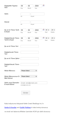 Evlilik Töreni Anlaşma Form Template