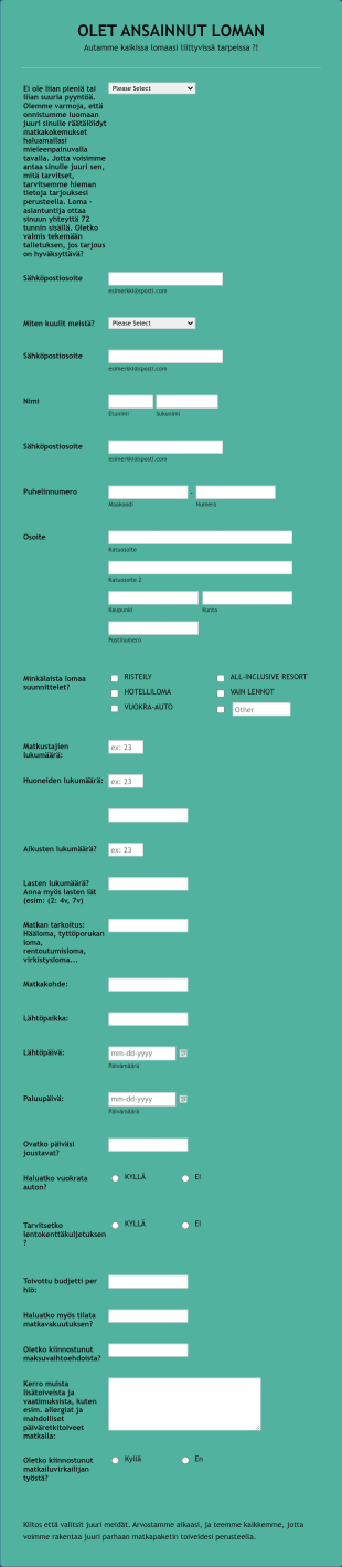 Evolution Travel Asiakaslomake: Olet Ansainnut Loman. Olen Henkilökohtainen Agenttisi! Form Template