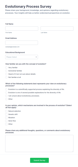 Evolutionary Process Survey Form Template