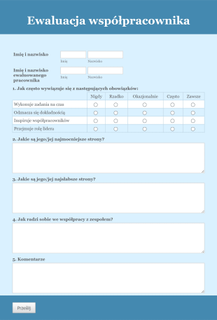 Ewaluacja Współpracownika Form Template