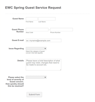 EWC Spring Guest Service Request Form Template