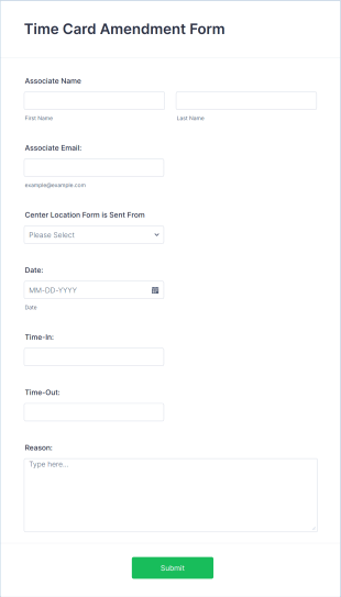 EWC Time Card Amendment Form Template