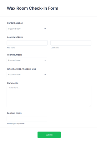 Wax Room Check In Form Template