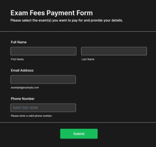 Exam Fees Payment Form Template