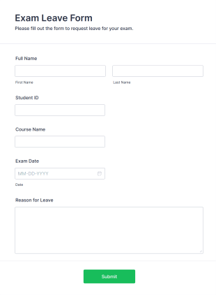 Exam Leave Form Template