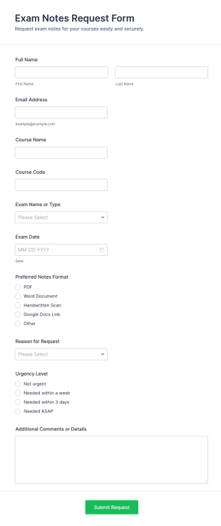 Exam Notes Request Form Template