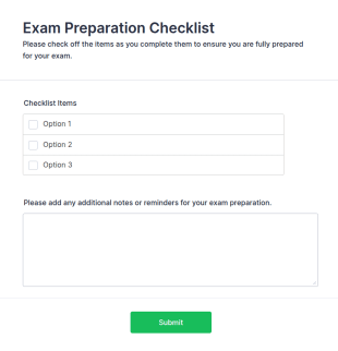 Exam Preparation Checklist Form Template