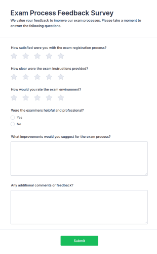 Exam Process Feedback Survey Form Template