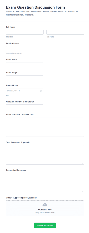 Exam Question Discussion Form Template