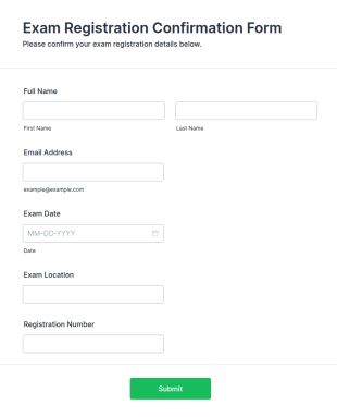 Exam Registration Confirmation Form Template