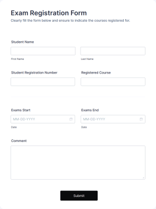 Exam Registration Form Template
