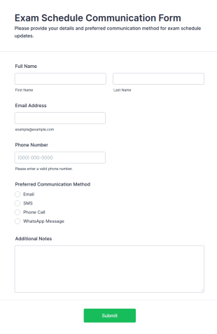 Exam Schedule Communication Form Template