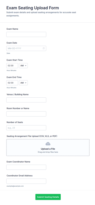 Exam Seating Upload Form Template