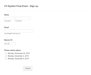 Exam Sign Up Form Template