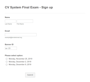 Exam Sign Up Form Template