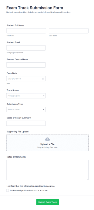 Exam Track Submission Form Template