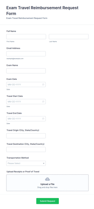 Exam Travel Reimbursement Request Form Template