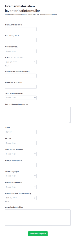 Examenu Inventarisrapport Checklist