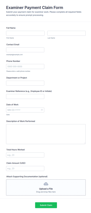 Examiner Payment Claim Form Template