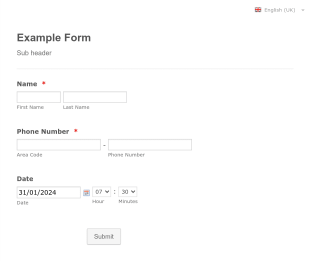 Example Track & Trace Form Template