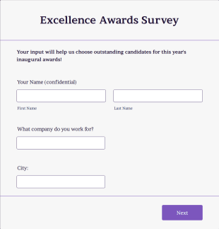 Excellence Awards Survey Form Template
