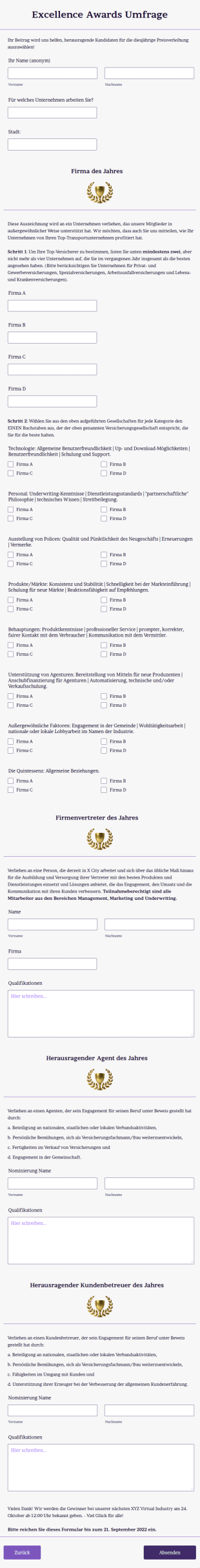 Excellence Awards Umfrage