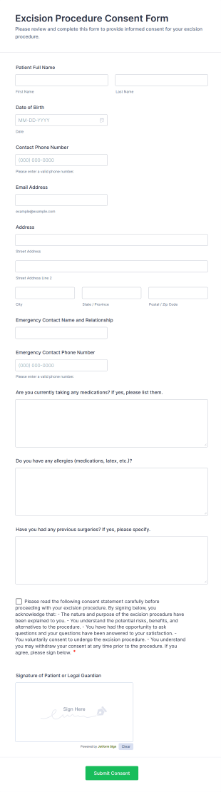 Excision Procedure Consent Form Template