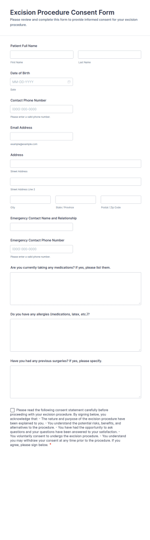 Excision Procedure Consent Form Template