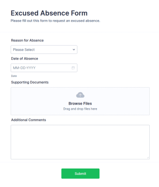 Excused Absence Form Template