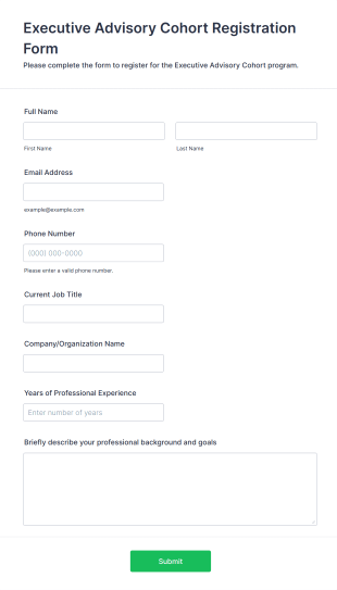 Executive Advisory Cohort Registration Form Template