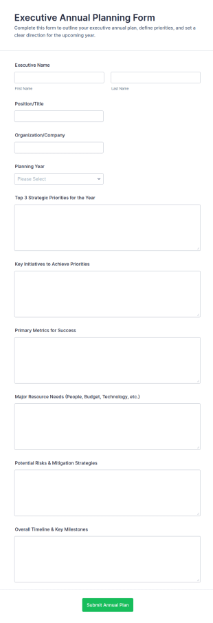 Executive Annual Planning Form Template