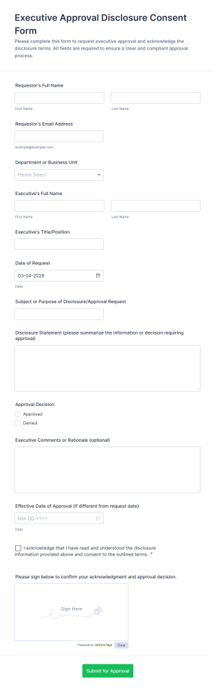Executive Approval Disclosure Consent Form Template