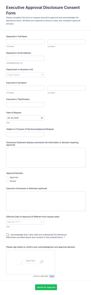 Executive Approval Disclosure Consent Form Template